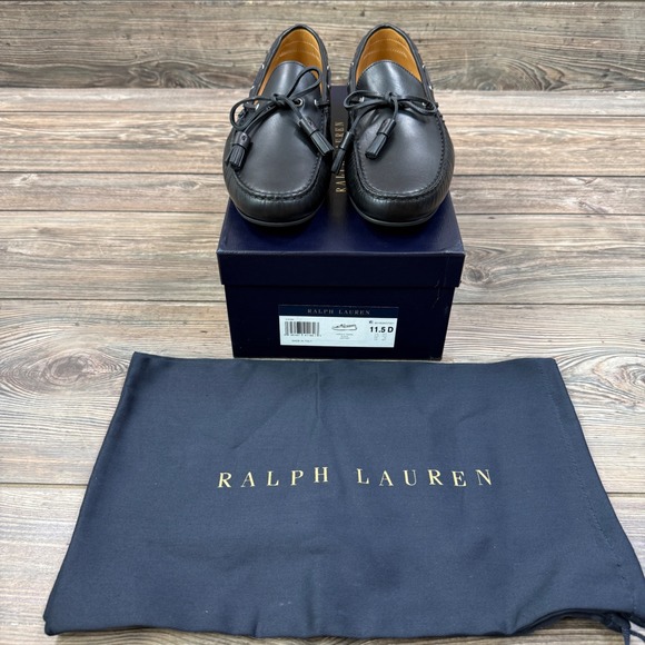 Ralph Lauren Purple Label Men 11.5 Harold Tassel Loafers Black Leather Italy New